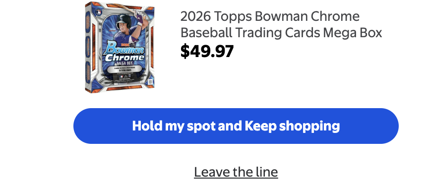 HoomanDeals's tweet photo. UP AT WALMART! 2026 Topps Bowman Chrome Baseball Mega Box #AD 

$49.97

https://t.co/yqzCmgZHaz https://t.co/7GoQdFAilR