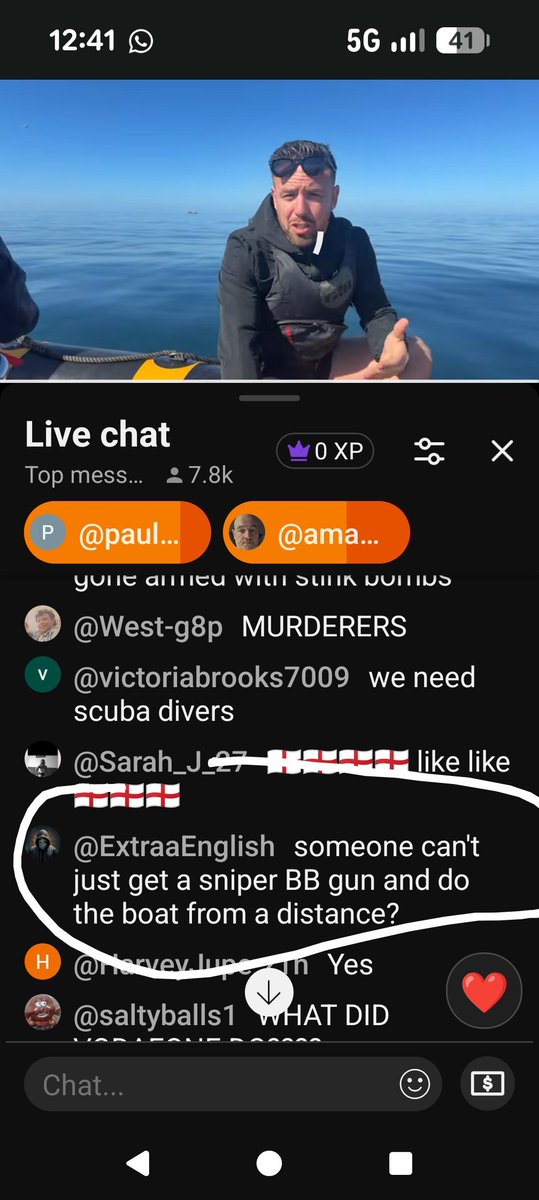 ComicBookJeff99's tweet photo. I caught this comment during Danny Tommo live stream when he was out on the high seas.

It's a little bit on the murder side of comments.

Most comments against Admiral Arsehole got deleted by the admins.

Messages like above were allowed though. https://t.co/qsNDiUy1wt