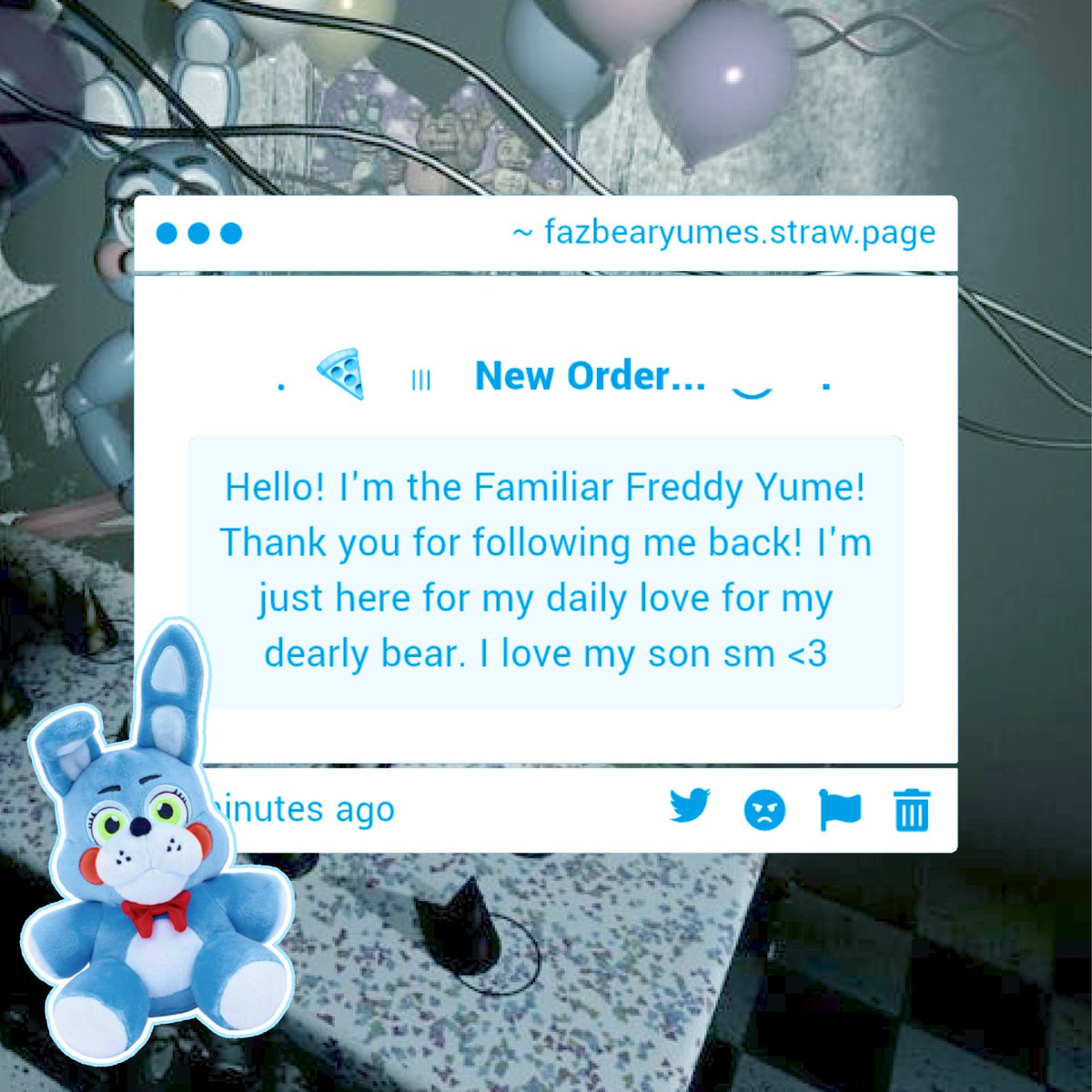 FazbearYumes's tweet photo. ⠀⠀ ࣪⠀⠀𓏵⠀⠀ ׅ orders⠀⠀🍕

HELLO!! Your son loves you too, anon!! https://t.co/eIfoR2TOr3