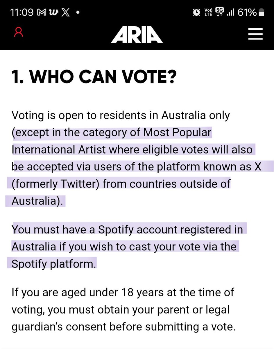 bts_aus's tweet photo. Can VOTE 1x PER DAY, Internationals can vote too, via X!!  https://t.co/Am9wTfqnON
@ARIA_Official

Once in ARIA site, you can click on the spotty symbol to get to the PL to Vote.  Here's the Spotty Link:  
https://t.co/JyeFKqMYrg

@bts_bighit #BTS https://t.co/kaDYJfwRAf