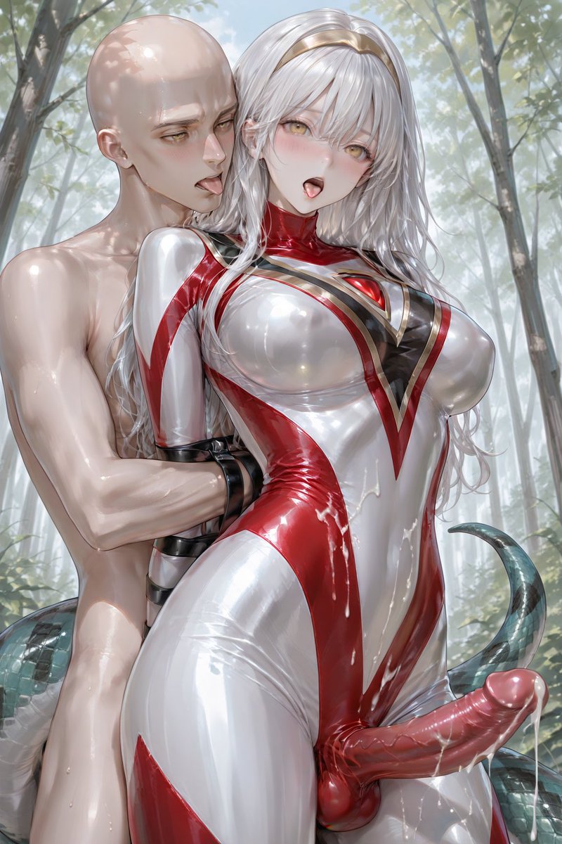 GaiAiya's tweet photo. 盖娅在密林中遭遇魔人，战斗中不慎吸入扶她化烟雾，下身长出灼热肉棒，全身敏感度骤增，激战中被彻底击败，只能任由魔人残忍玩弄……
#扶她化 #非自愿 #光之战姬 #奥特娘 #战败 #屈辱 https://t.co/35ajBBY7mm
