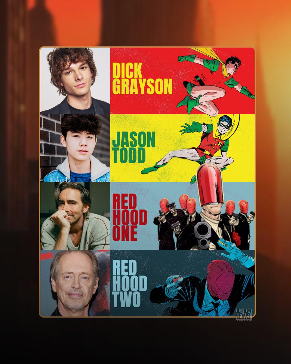 DCFilmNews's tweet photo. ‘DYNAMIC DUO’ voice cast so far, per Deadline: 

• Mason Thames - Dick Grayson
• Logan Kim - Jason Todd
• Lee Pace - Red Hood One
• Steve Buscemi - Red Hood Two

No confirmation by DC Studios. 

Deadline's list leaves out two names from Sneider's original report, which it cites: Marsai Martin as Barbara Gordon and a Batman offer to Chris Pine.