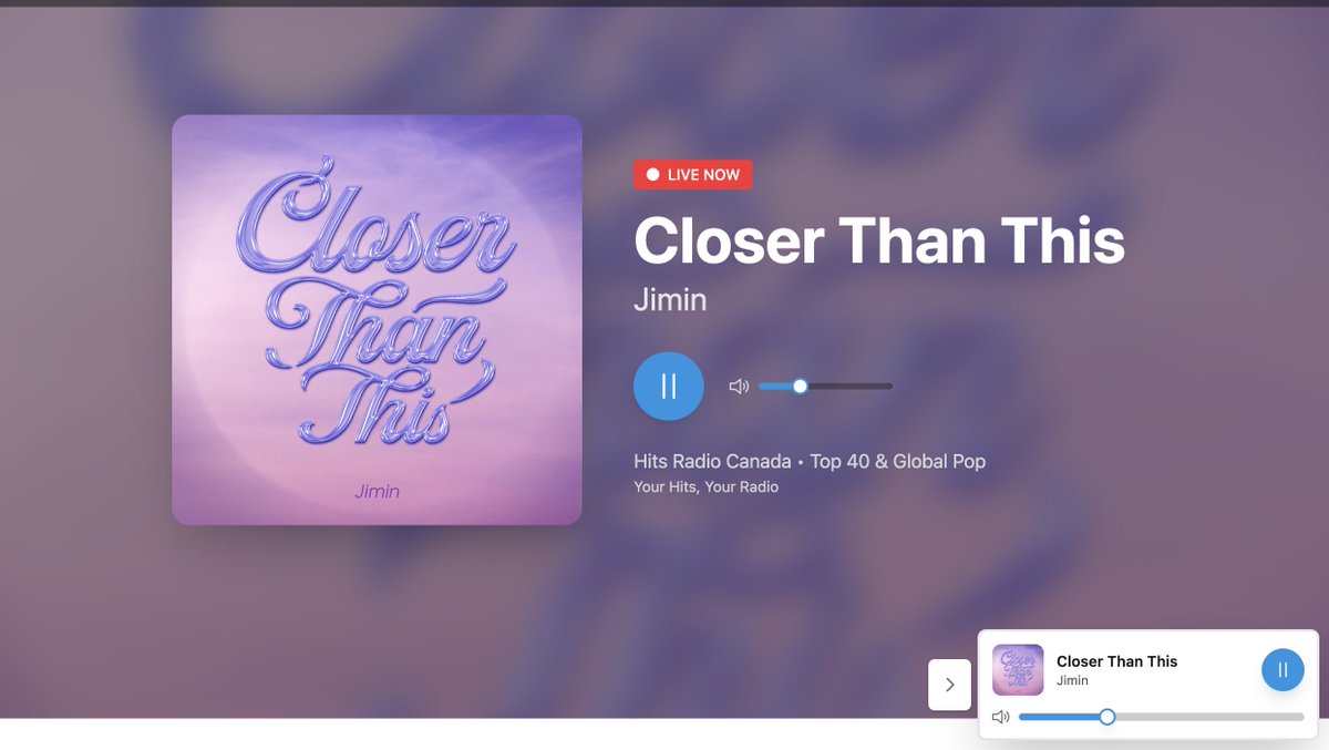RadioForJimin's tweet photo. #CloserThanThis is a beautiful gift from #Jimin🥰
Every time I hear this song, it reminds me of #Jimin's smile.
Thank you @HitsRadioCanada #GlobalPopFrenzy for playing the song tonight💛💛💛 https://t.co/gMDI6fR7Z2