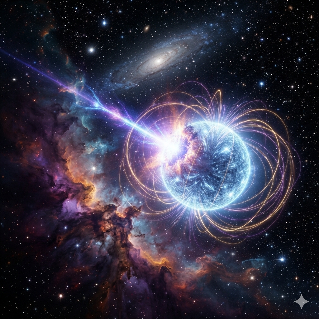 SpaceSkiesEarth's tweet photo. Imagine a magnet so powerful it could wipe the data from every credit card on Earth... from halfway to the Moon.
📷Meet the Magnetar. It's a type of neutron star with a magnetic field a trillion times stronger than Earth's. https://t.co/BVkTt6yNCW