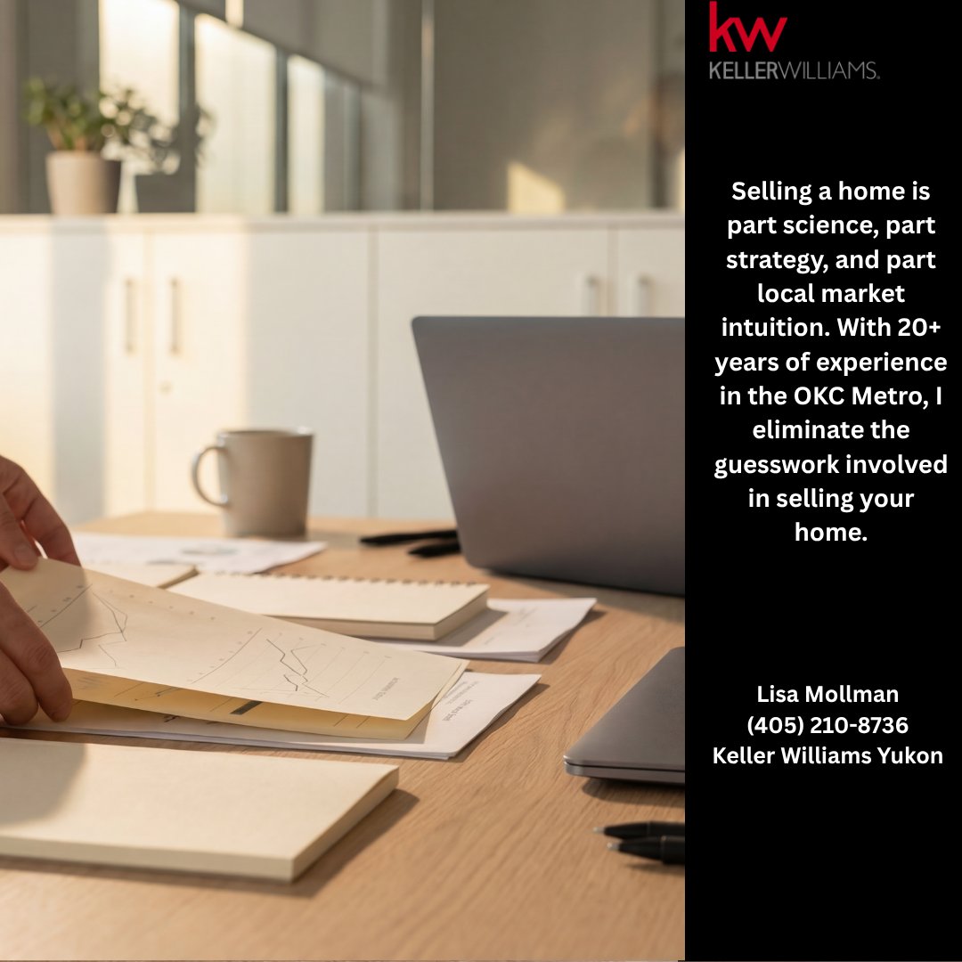 OKCHomesByLisa's tweet photo. Selling your home? It's not just about putting up a sign—it's part science, part strategy, and a whole lot of local market intuition. 
 Lisa Mollman (405) 210-8736 | Keller Williams, Yukon. https://t.co/HljMk3nGJM