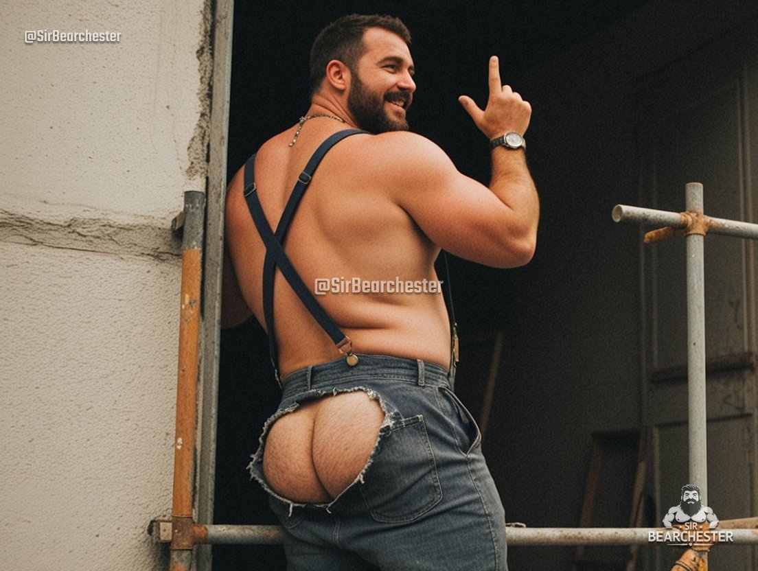 SirBearchester's tweet photo. Snapped this from my car. Local construction site’s my favorite porn site. That ass hangin’ out of those ripped jeans... oh man! 😛🤤
#DILF #MuscleDaddy #BearDaddy #ConstructionDaddy #JobsiteDaddy https://t.co/MbBiyfgEUI
