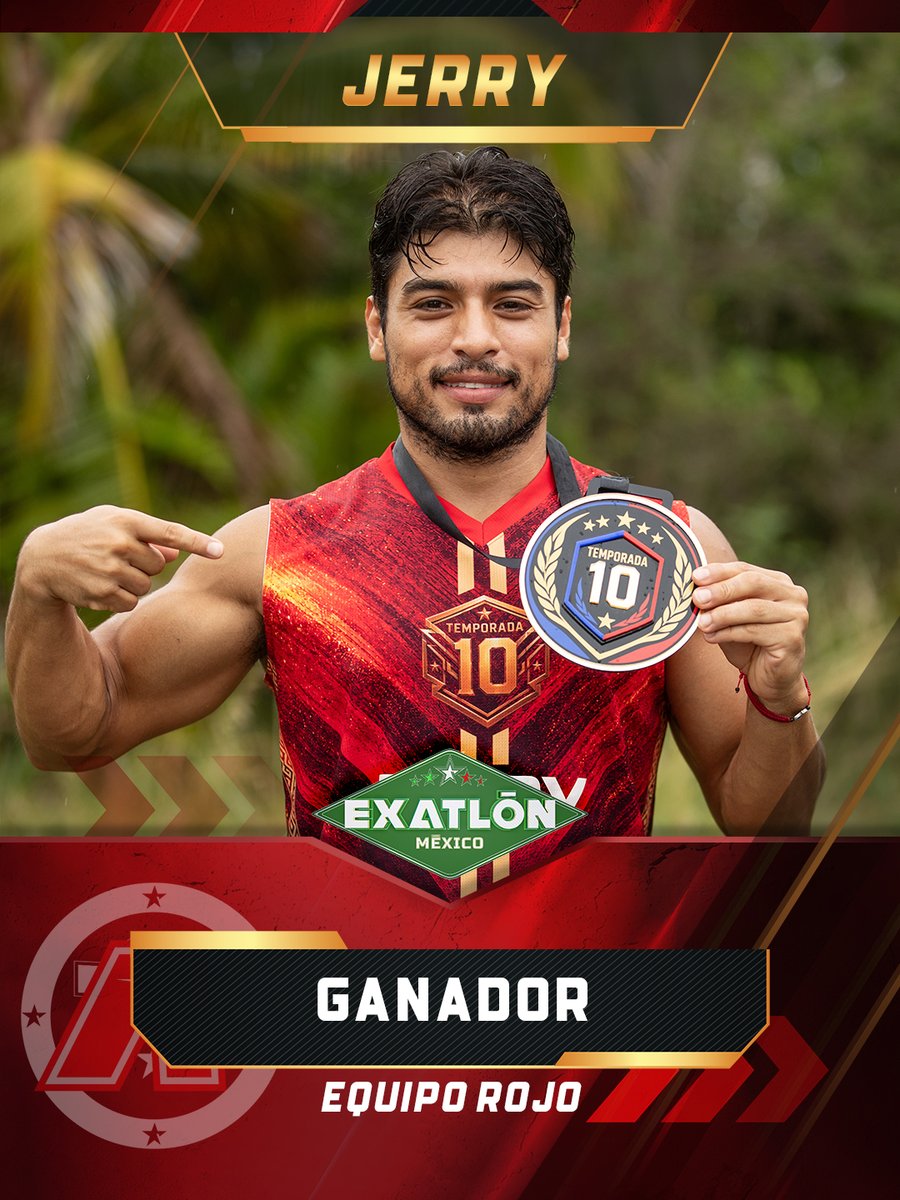 ExatlonMx's tweet photo. Jerry gana su primera Medalla Varonil para los Rojos y en su historia en el Exatlón. ¡Muchas felicidades! 🙌🏻🔴🔥 #PorLaMedalla

#ExatlónMéxico EN VIVO AHORA 👉 https://t.co/2DzbKfVCjR
Vive todo Exatlón en Disney+ ✨ https://t.co/DVFkUVFz8j