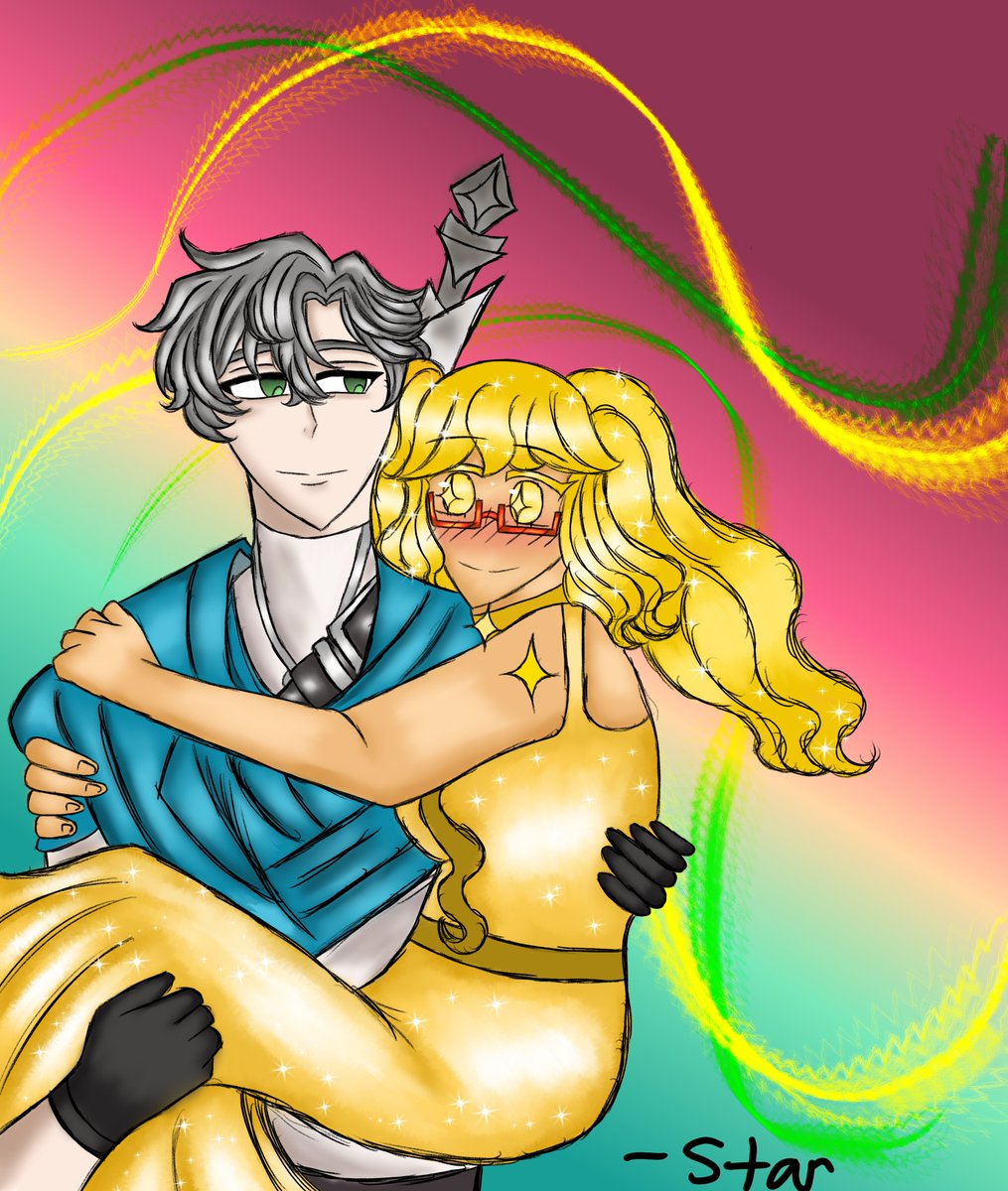 Starryumes's tweet photo. ✨️⚔️💚💛 
Starry Knight drawing I forgot to post
Oh to be carried by Sir Galahad.....
Twt also hates me
#Starhad
#yumeship
#yumetwt https://t.co/6PQPpt6Bf8