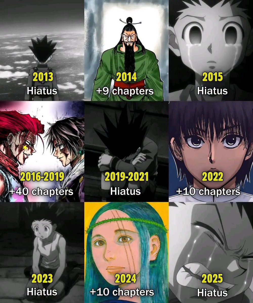 Genos_OTaku's tweet photo. La triste réalité d'être Fan de Hunter x Hunter 😔 https://t.co/XRlPseUxQM