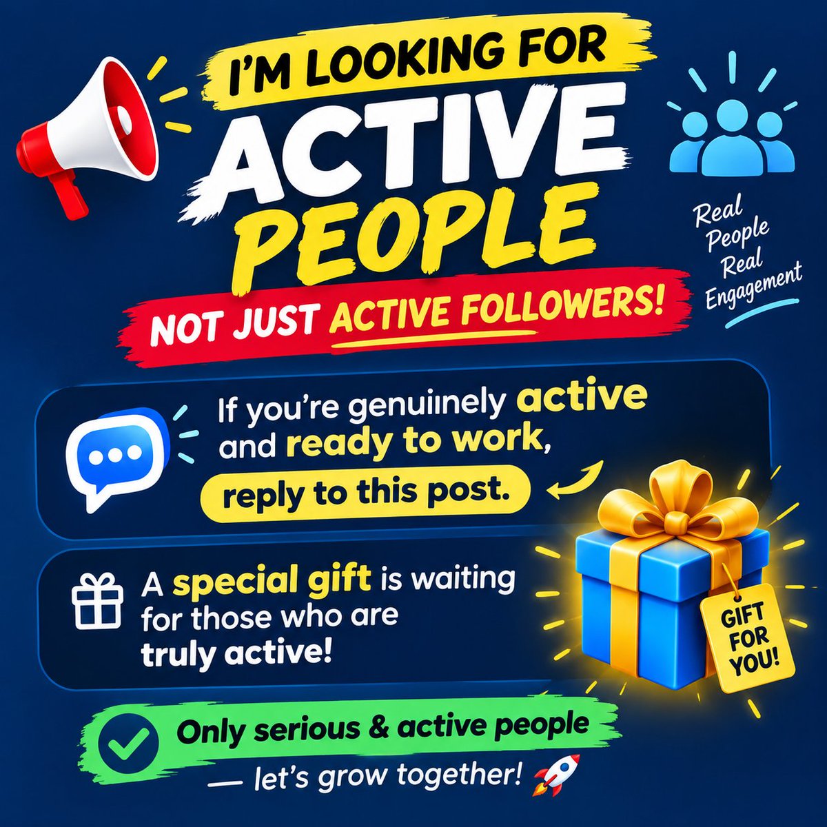 LuxoraUS's tweet photo. I’m looking for ACTIVE people, not just active followers!

If you’re genuinely active and ready to work, reply to this post. 💬

🎁 A special gift is waiting for those who are truly active!

Only serious &amp; active people — let’s grow together! 🚀🤝 https://t.co/Vtbj1EfUUY