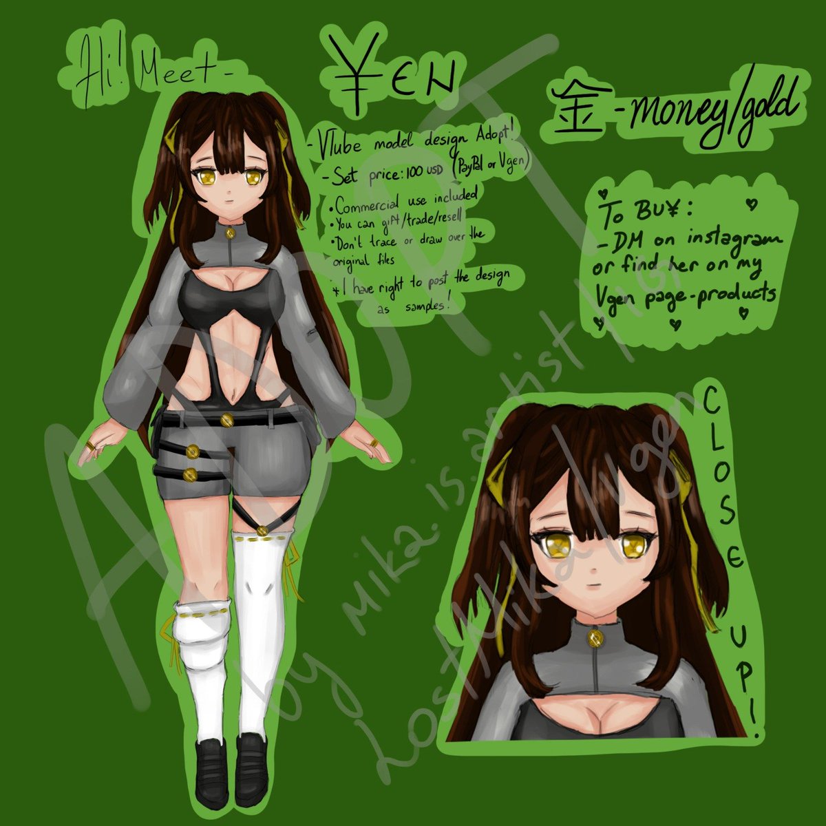 MiKa02x's tweet photo. Hi~My first adopt!!
Meet Yen! 
-Japan inspired🇯🇵
-Set price 100$
°Commercial use included
°Dont trace or draw over the original files!
If you interested DM me 📩 or find her on shop page 
🔗 https://t.co/rgeE5Jd4yI 
DM X or IG (insta-bio)
#vgen #vgenadopt #vgenartist #VgenComm ⬇️ https://t.co/XYBP2fknYi