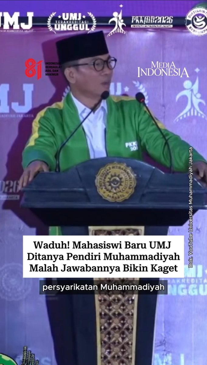 Juned_Firdaus88's tweet photo. Saat PKKMB UMJ, Senin (21/9), Menteri Desa PDT Yandri Susanto bertanya siapa pendiri Muhammadiyah. Mahasiswi spontan menjawab KH Hasyim Asy’ari, bukan KH Ahmad Dahlan.

#KementerianDesaPDT
#BPSDMKementerianDesaPDT
#BangunDesaBangunIndonesi https://t.co/cHvcNmZ4kH