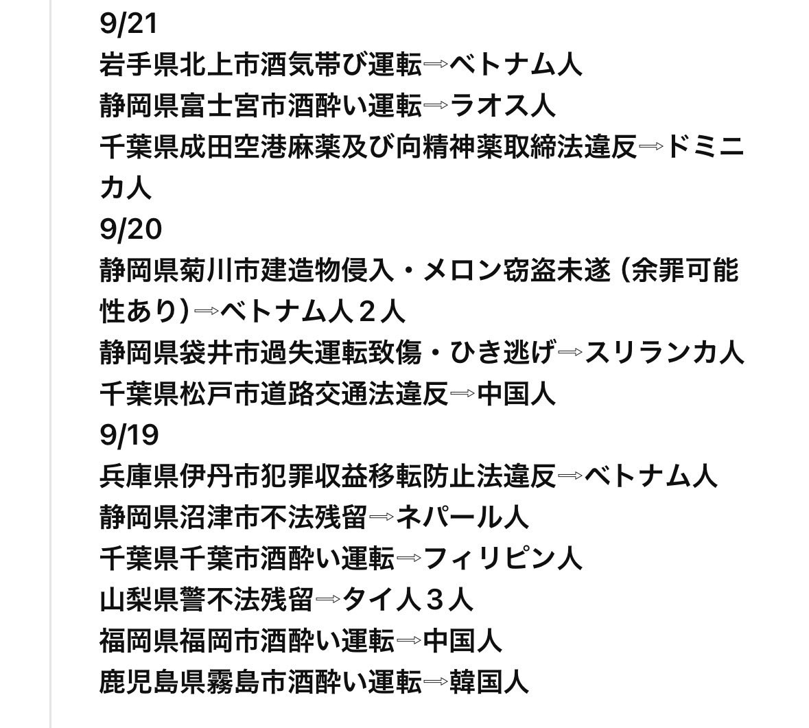 GrwaNnKqMn5nG68's tweet photo. シルバーウィークは、外国人の犯罪が
目立った。

彼らの本業は、なんだろうか。
犯罪だろうか。 https://t.co/yO1fD150Bd