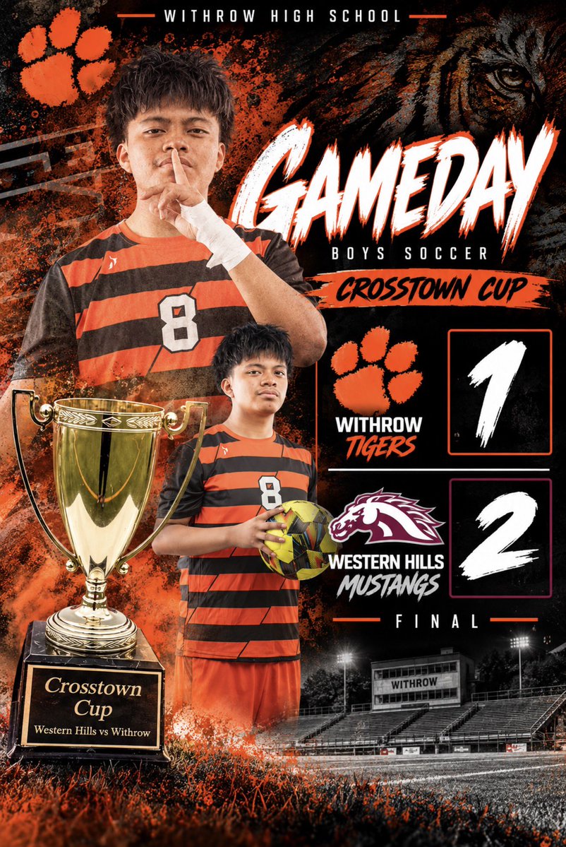 WithrowSoccer's tweet photo. FINAL | Western Hills 2, Withrow 1
The Crosstown Cup goes to Western Hills after a hard-fought battle tonight.
The Tigers return home Monday to take on Walnut Hills!
JV & Varsity action at Withrow.
#WithrowSoccer #TheRow https://t.co/tOi5nHJwla