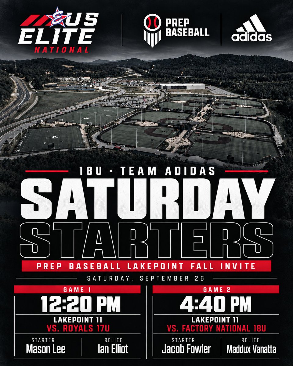 USElitebase's tweet photo. Great chance to see some of our @adidasDugout  National Guys this weekend at @LakePointSports https://t.co/48Eigjb97P