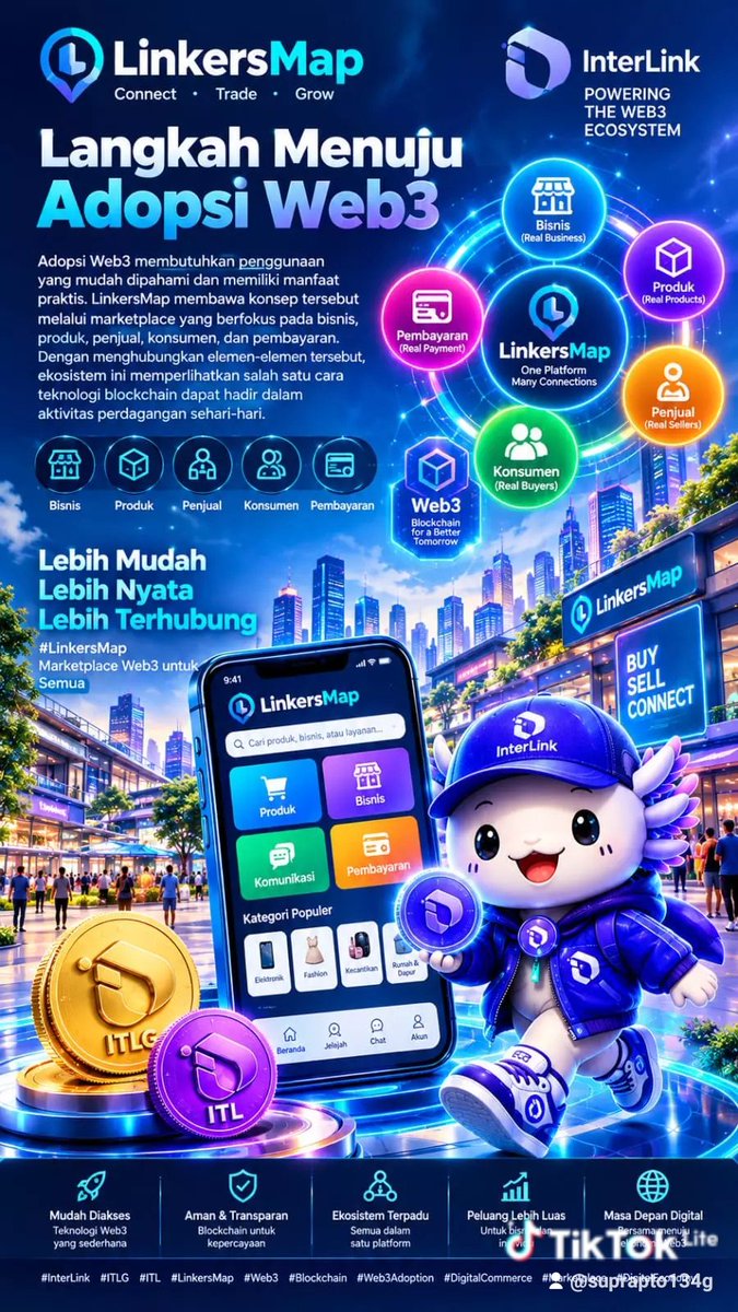 Suprapt59801861's tweet photo. Adopsi Web3 butuh guna mudah & manfaat praktis. LinkersMap marketplace fokus bisnis, produk, penjual, konsumen & pembayaran. Blockchain hadir di perdagangan harian.
#InterLink #ITLG #ITL #LinkersMap #Web3 #Blockchain #Web3Adoption #DigitalCommerce #Marketplace #DigitalEconomy https://t.co/xmxk9OOEXM