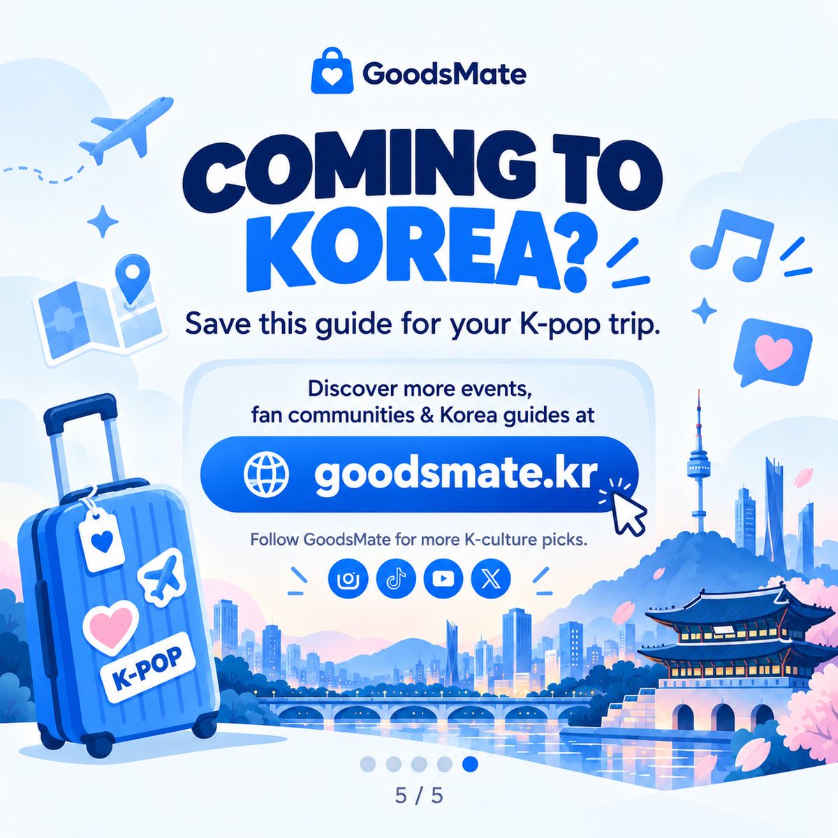 wonkainews's tweet photo. ��️ Planning your next K-POP trip to Korea?

Discover more concerts, fan events, K-POP communities &amp; Korea travel tips! 🇰🇷

💙 Your K-Culture journey starts here.

🌐 https://t.co/CtyMzo99I0

#GoodsMate #KpopFans https://t.co/mfgRSe3B8E