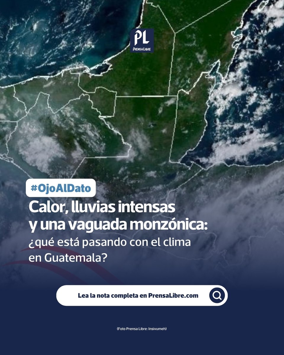 👀 #OjoAlDato: Guatemala pasa de semanas secas a varios días de lluvias intensas La vaguada monzónica, ondas del este y sistemas de baja presión están favore…