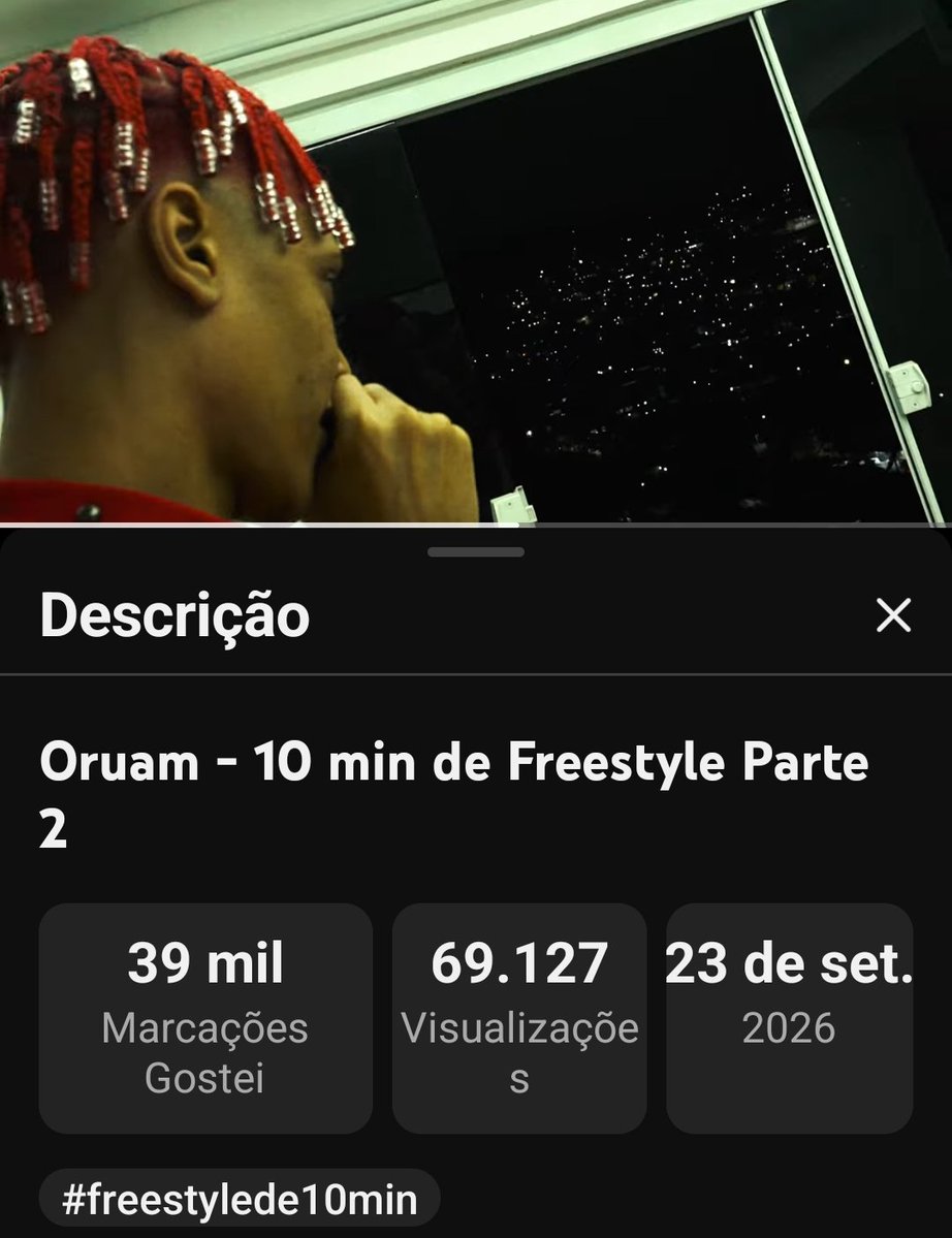 trapcit0u's tweet photo. 🚨Oruam mostrando que travou o YouTube com o novo lançamento

Em poucas horas, "10 Min de Freestyle Parte 2" já bateu quase 70 mil visualizações no YouTube e passou de 200 mil acessos no X/Twitter

isso é trap demais https://t.co/UK879B3e1n