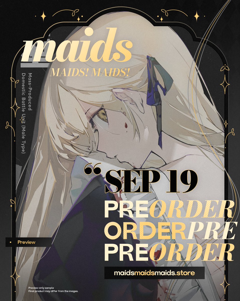 kaninn's tweet photo. I drew some pretty boy maids who are your personal ultimate weapons…🖤⚡️Preorder now!!
#ITSMAIDTIME https://t.co/1lvl8w42PD