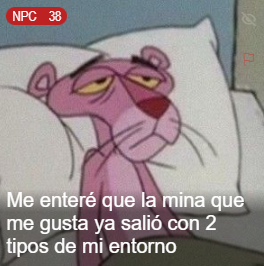 VoxedPosting's tweet photo. Estaba contento de haberla conocido. Es una mina muy enérgica y se la pasa haciendo cosas. Todo lo contrario a mí que estoy muerto en vida.
Me generaba alegría estar cerca de ella y encima me da conversación sin esfuerzo.
Y hace un rato le converso a unos conocido sobre ella y uno me dice "ah sí la conozco fue novia de mi primo" y otro me dice "también salió con un amigo mío". Se me vino el mundo abajo.
Yo con la esperanza de que la estaban confundiendo les muestro fotos de ella y me confirman que era la misma. Me muestran fotos de Instagram donde se la ve muy feliz con esos tipos.
Una vez que conozco a una mina que no me complica para hablar con ella y resulta que hace lo mismo con todos. Fin.