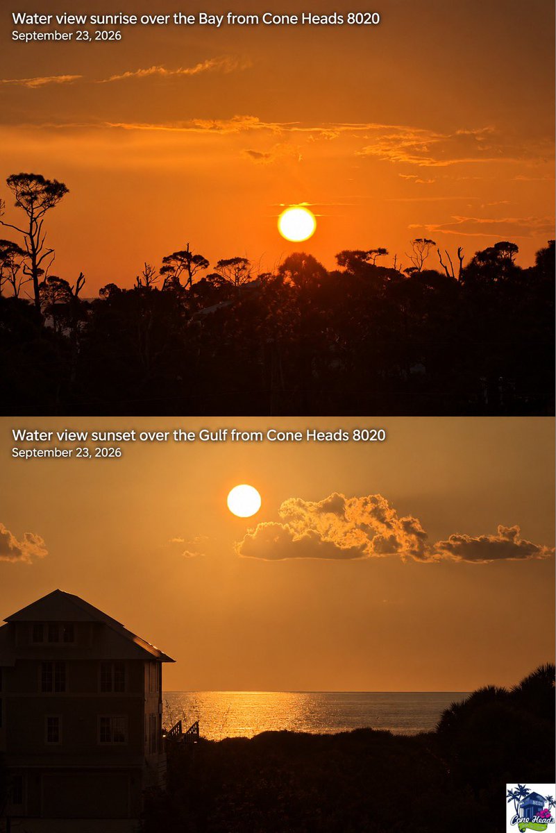 ConeHeads8020's tweet photo. September 23, 2026 water view sunrise over the Bay and water view sunset over the Gulf from @ConeHeads8020. 🌅🌊
#ConeHeads8020 #CapeSanBlas #BayView #GulfSunset #SunriseToSunset #FloridaViews
#Sunset #SunsetCoast #SunsetViews #SunsetLovers #SunsetPhotography #SunsetVibes #30ECSB #StJosephPeninsula #CoastalLifestyle #30E #ForgottenCoast #ThirtyE #Sunrise #SunriseVibes #SunriseOfTheDay #SunrisePhotography