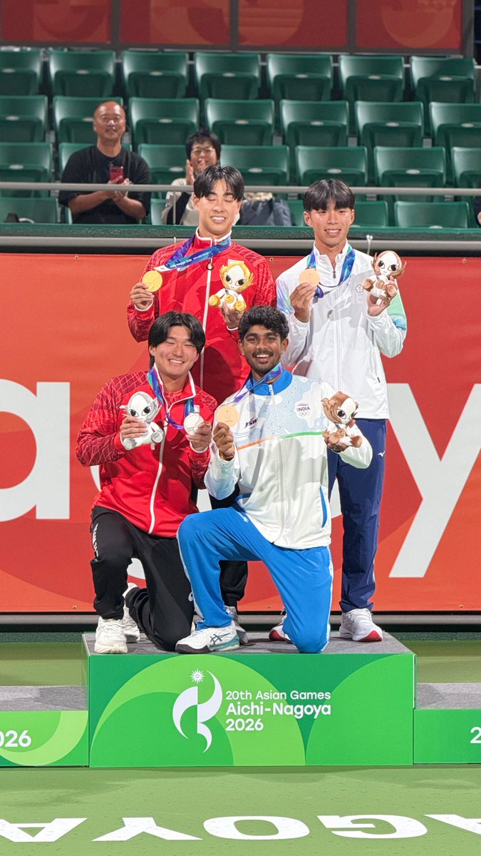 SanjayJhaBihar's tweet photo. Another glorious day (September 23) for Bharat at the #AsianGames2026!

Mirabai Chanu opened India’s medal tally in weightlifting with a Silver, while our Men’s Badminton Team won Bronze. Jay Meena created history with India’s first-ever Soft Tennis medal.

Our Men’s and Women’s Skeet Teams also clinched Bronze, adding to the medal haul.

Congratulations to all. 

#Cheer4Bharat