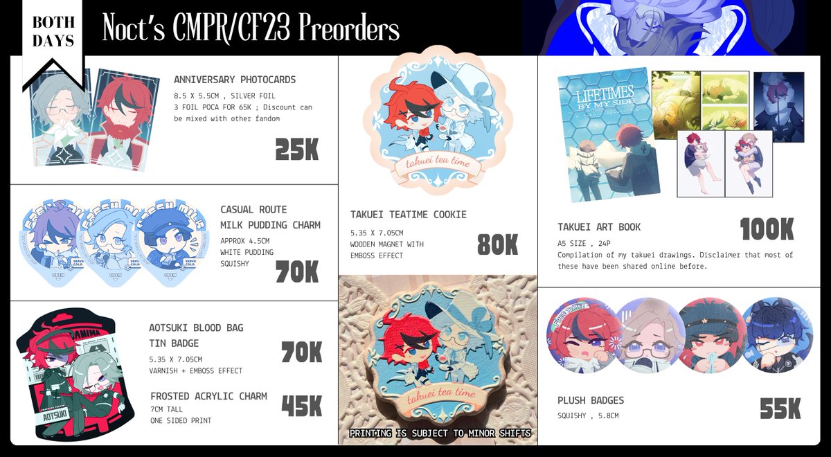 noct2aa's tweet photo. [❤️🔁 appreciated]
My PO for cmpr7 and cf23 is open! 

‼️Pick up only
🗓 Closes 1st Oct
💖 hundred line, project moon (mostly library of ruina), ghost trick, devil survivor, metaphor refantazio, nezha, gnosia

(1/2)
🔗 in replies 
#cf23catalog #comipara7catalog https://t.co/Q79Kr3vr1h