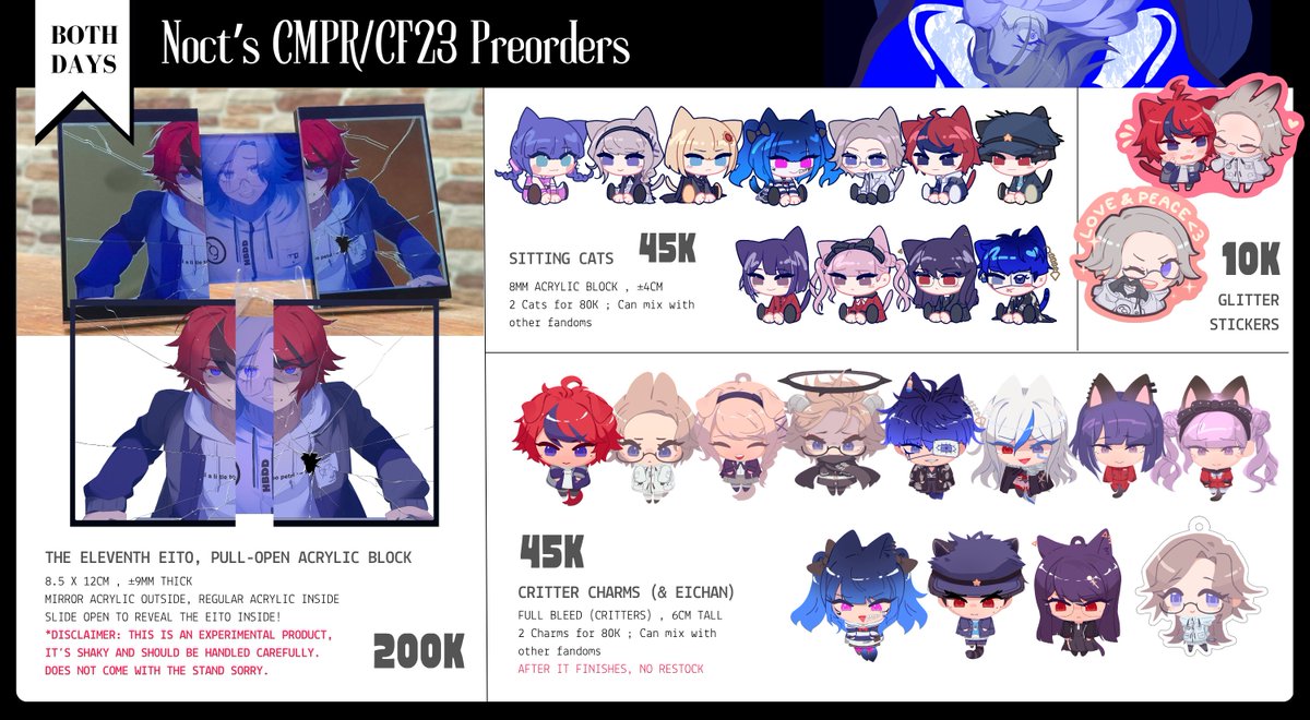 noct2aa's tweet photo. [❤️🔁 appreciated]
My PO for cmpr7 and cf23 is open! 

‼️Pick up only
🗓 Closes 1st Oct
💖 hundred line, project moon (mostly library of ruina), ghost trick, devil survivor, metaphor refantazio, nezha, gnosia

(1/2)
🔗 in replies 
#cf23catalog #comipara7catalog https://t.co/Q79Kr3vr1h