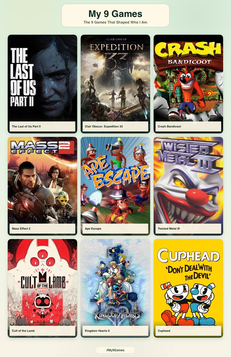 JasonMattRiver's tweet photo. Me and my 9 lil games that define me https://t.co/T3LON17mNi