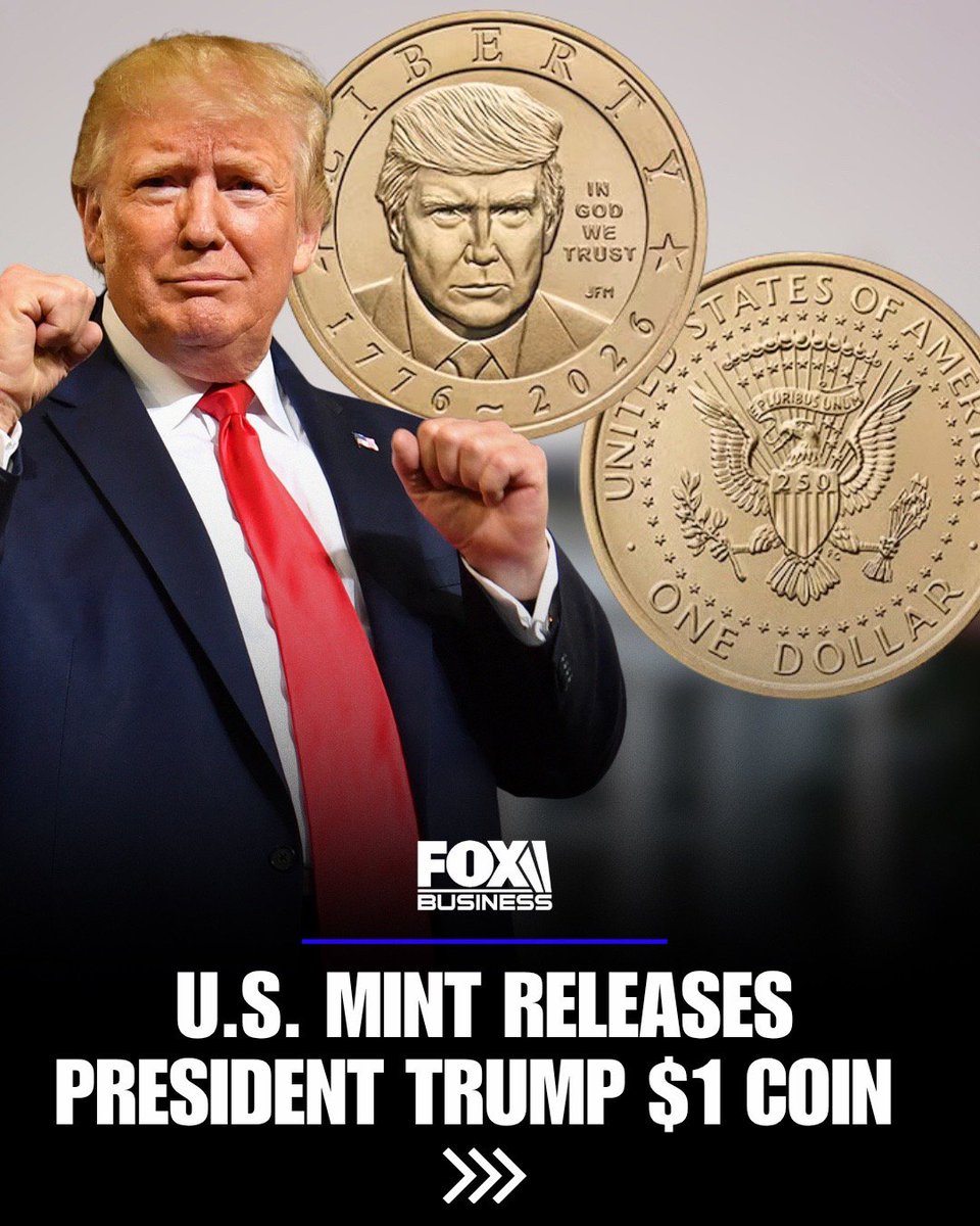 John345678902's tweet photo. The U.S. Mint will start selling gold-colored $1 Trump coins at 12pm in celebration of America's 250th anniversary, with a limited surprise for some buyers. 250,000 coins were struck on July 4 with a special privy mark honoring America’s major milestone, and they'll be mixed into https://t.co/IvhMS9Jk38