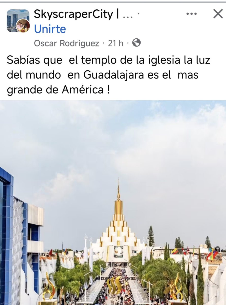 DLaFuenteMoises's tweet photo. MENTIRA.

El templo sede luzmundano sí es el más grande de algunos países, pero NO de América.

El CDC mormón en Lake City puede albergar 5 VECES el cupo del naasóntemplo.

Y hay más.

Ni el más alto, ni el de mayor cupo pero sí, el MÁS ESCANDALOSO.

#LLDM https://t.co/kYLOVWd3aU