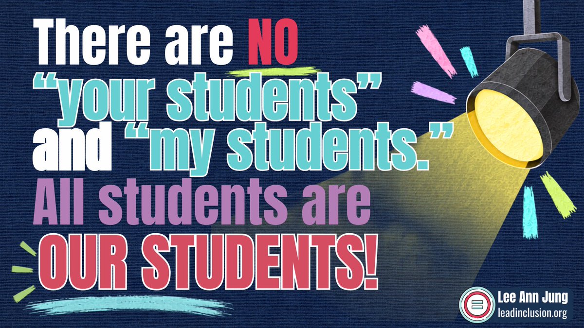 leeannjung's tweet photo. 💡 Special Educators: let's avoid calling students you serve "my students." It's well-intended, but it can perpetuate the view that students with #IEPs belong to special #education. #LeadInclusion #UDL #InclusiveEd #EdLeaders #TeacherTwitter https://t.co/lnbw8rFGWk
