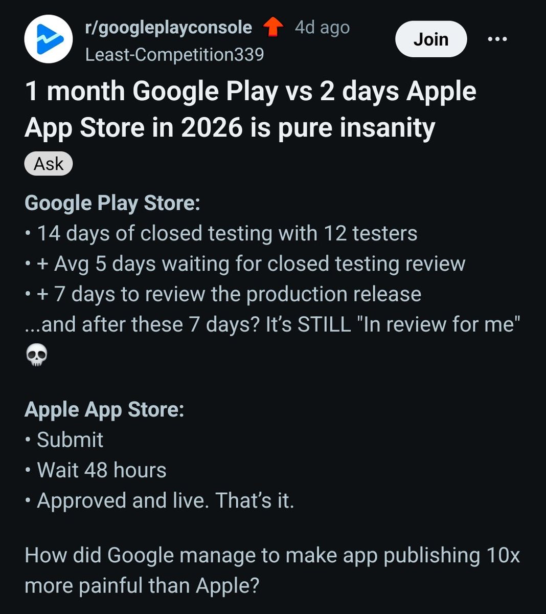 maigosusume's tweet photo. hi, i don't know if it's reached this site yet (with accurate info lol) but the situation is:

- ONLY jp google isn't approving the prod release of the game
- but every server is affected bc everything should be simultaneous

so i checked... and uh. this could be catastrophic? https://t.co/7QcPTvB4h2