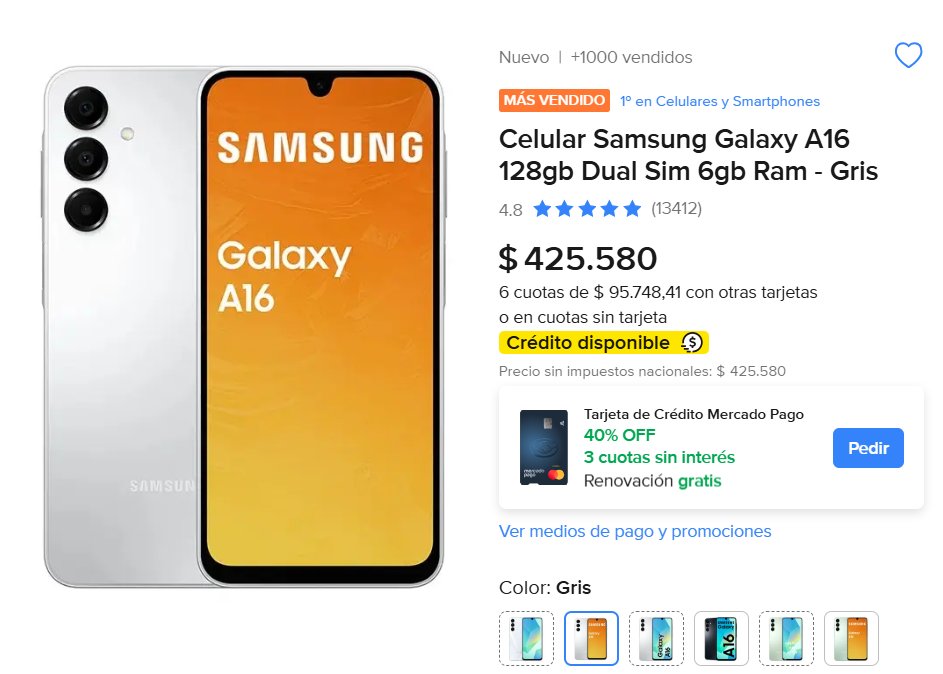 Finanzasbyjess's tweet photo. EL CELULAR MÁS VENDIDO ⭐
Celular Samsung Galaxy A16

6GB de ram ← muy bien
128gb de memoria  ← muy bien
Cámara trasera 50mp ← muy bien

Ya sabes 👉https://t.co/BUZc6zxNTK 👈 https://t.co/INWoCEtC97