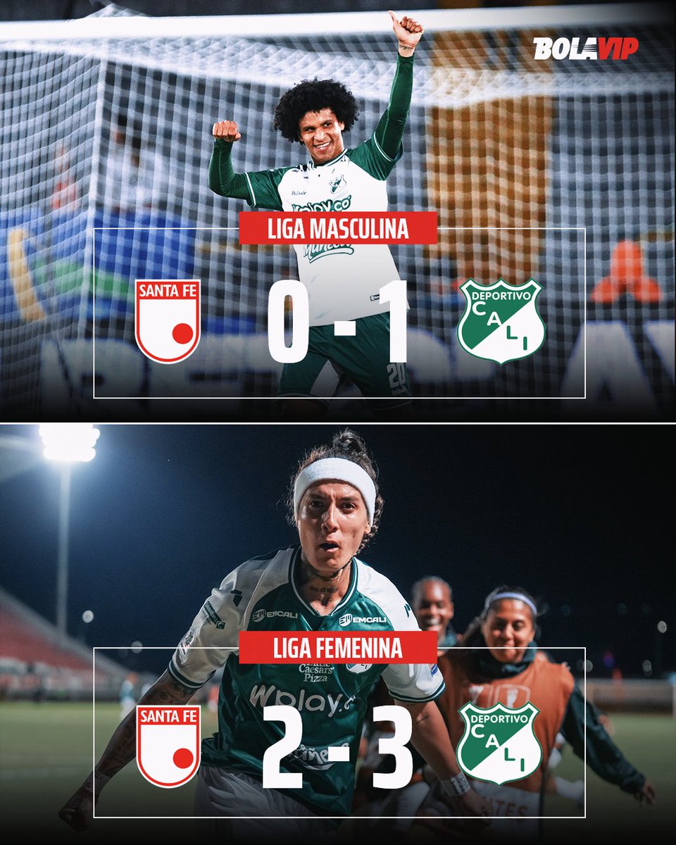 BolavipCo's tweet photo. 🇳🇬😮‍💨 Con un día de diferencia, Deportivo Cali venció a Santa Fe tanto con el equipo masculino como el femenino, y ambos de visita.

Plan perfecto. https://t.co/3slt6cMIE4