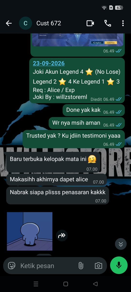 willzstoreml's tweet photo. 24-09-2026 (2 Testimoni)
Testimoni Joki Akun PikJen 11 ⭐ (No Lose)
Testimoni Joki Akun Legend 4 ⭐ (No Lose)

Yang mau Joki ML / Joki Akun Bisa Langsung WA ya :
Epic 4K / ⭐
Legend 5K / ⭐ https://t.co/tJQR9Wt80p