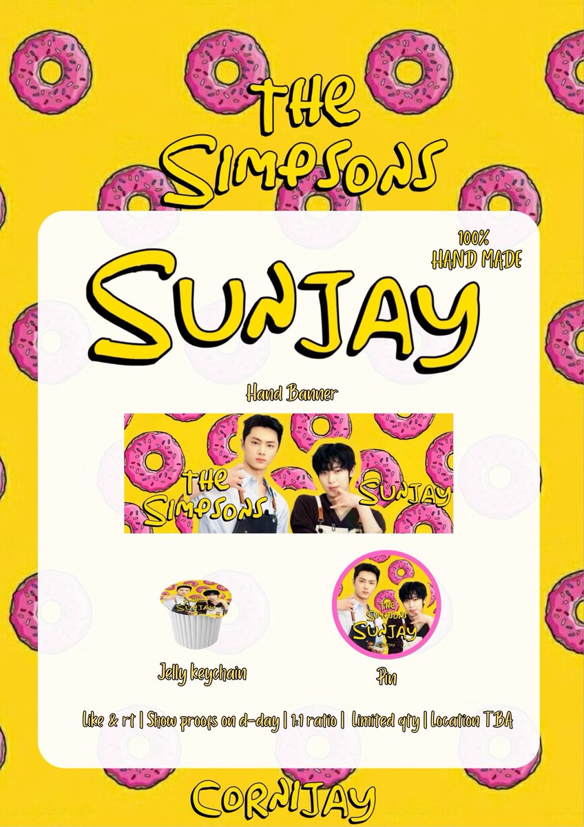 CorniJay's tweet photo. The Simpsons x SUNJAY is coming to Springfield. I mean, Endless Dunkin!🍩💛

🔸️ Like &amp; RT
🔸️ Show proofs on d-day 
🔸️ 1:1 ratio
🔸️ Limited qty  
🔸️ Location TBA
🔸️ Open for Trades 

let's trade and be moots! find me 🥺🫶

 #DunkinPH_ENDLESS #ENDLESSFunMeet #ENHYPEN https://t.co/LZirtadJ2S