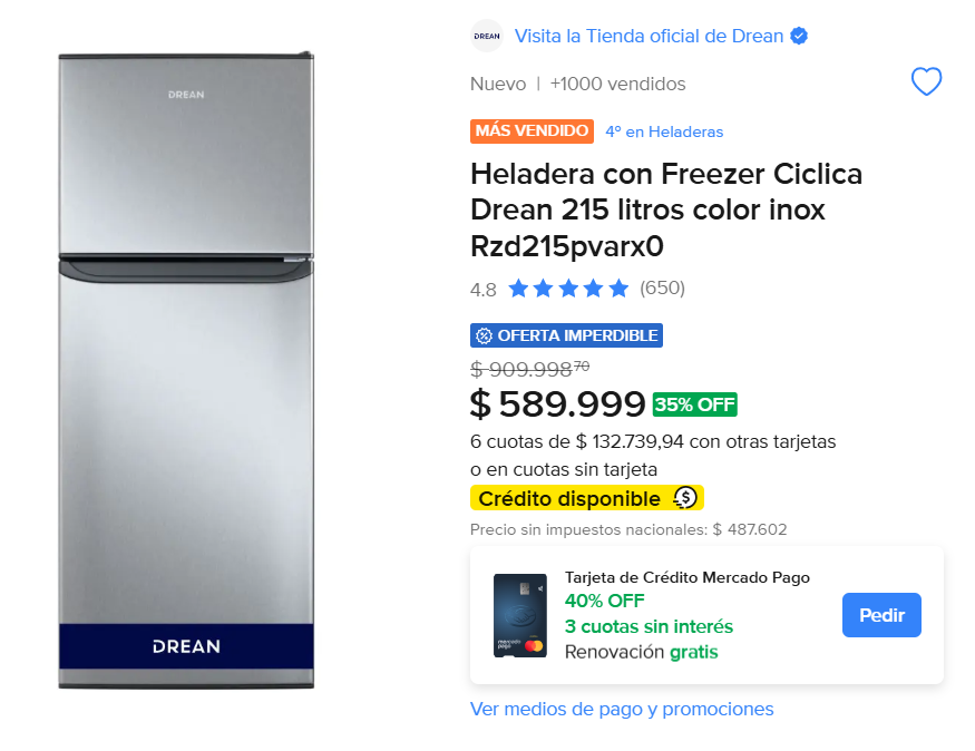 Finanzasbyjess's tweet photo. Heladera con Freezer Drean 215 litros✅
Sabés que Drean es marca de confianza
Eficiencia energética A++ para ahorro en consumo

BAJÓ de $909.998 a $589.999 🔥
Conseguila acá: 
https://t.co/AS6Z2OoJJi 👈 https://t.co/SFbT835uIy