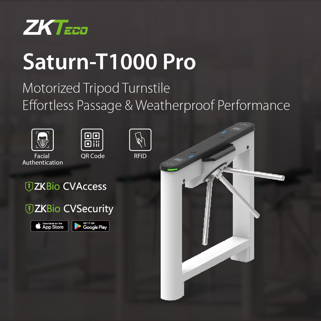 ZKTeco's tweet photo. New Product Launch - Saturn-T1000 Pro Motorized Tripod Turnstile

Read more: https://t.co/jD9k7MP9zi

#zkteco #biometric #entrancecontrol #satrunT1000pro #zktecoproduct https://t.co/vNM7wWfgJY