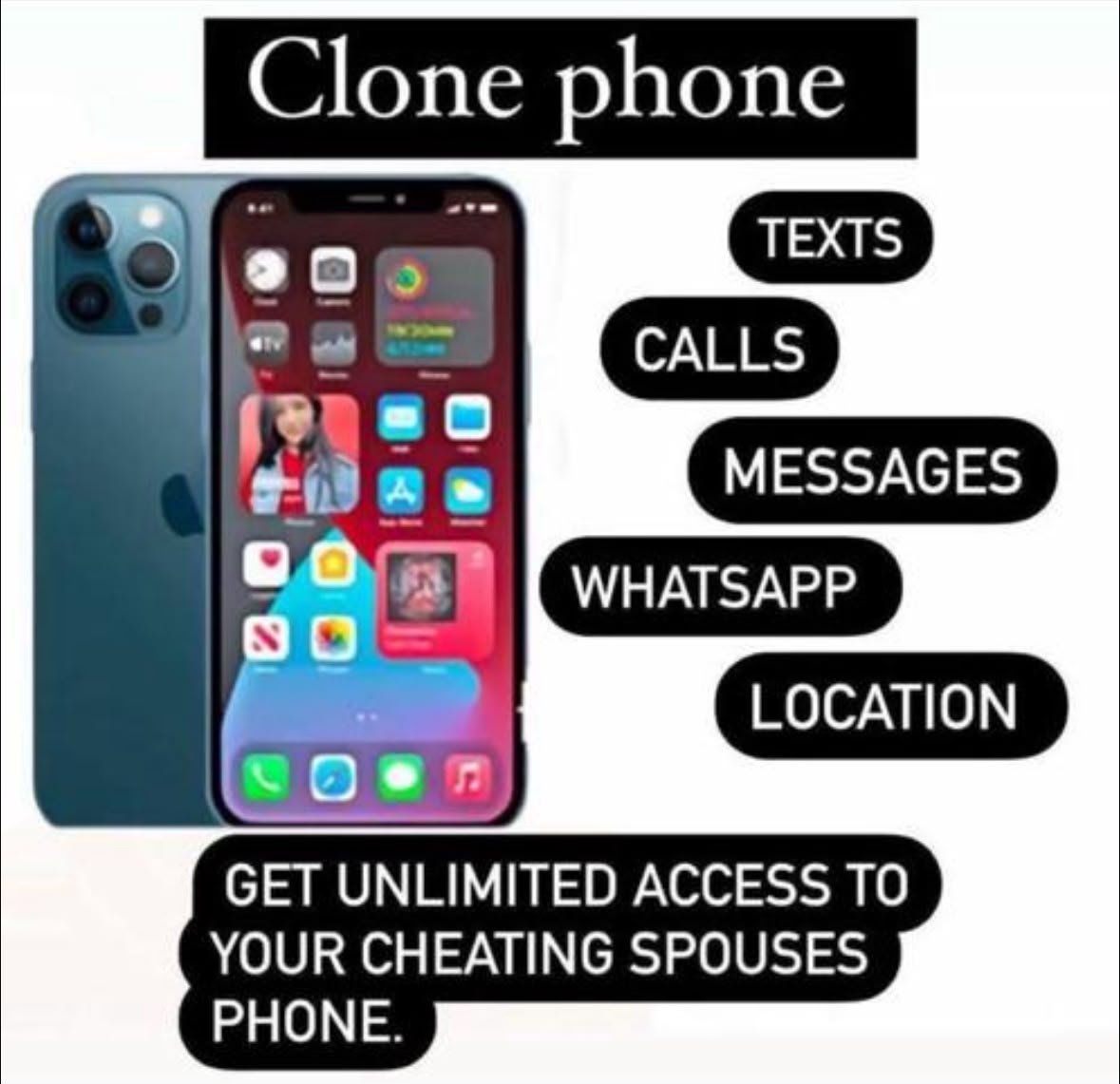 ethan_river66's tweet photo. IF YOU are noticing your partner is cheating on you and you wanna find out and see people she’s been cheating on you with …… DM
#cheatingpartner #clonephone #hack #hacksnap https://t.co/0Y12usSC79