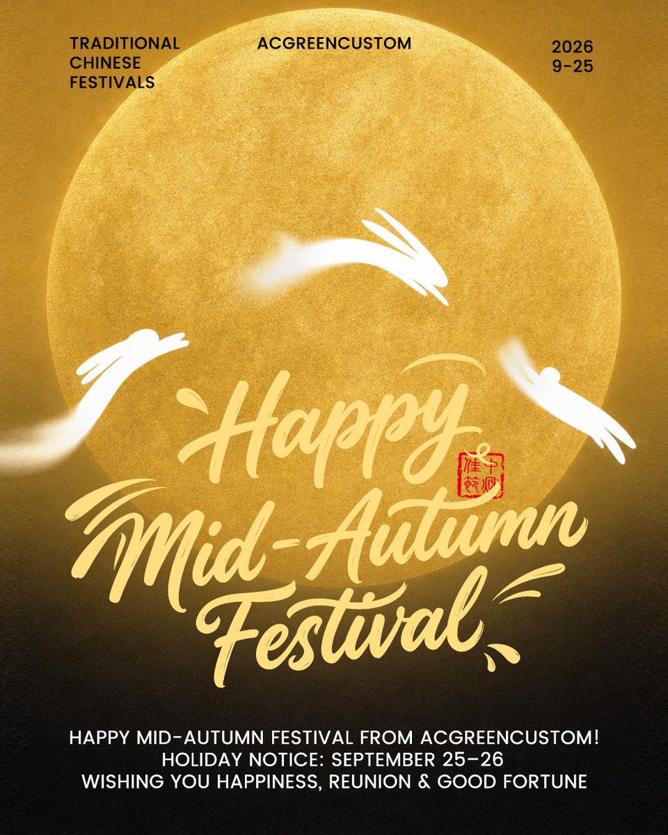 acgreencustom's tweet photo. Happy Mid-Autumn Festival from acgreencustom! Wishing you happiness, reunion, and good fortune under the full moon🥮🌕. Note: Our team is on holiday Sept 25–26. Plan your custom drops today ♻️✨! #MidAutumnFestival #MoonFestival #CustomHeadwear #EcoFashion #acgreencustom https://t.co/AaTqUKKPnQ