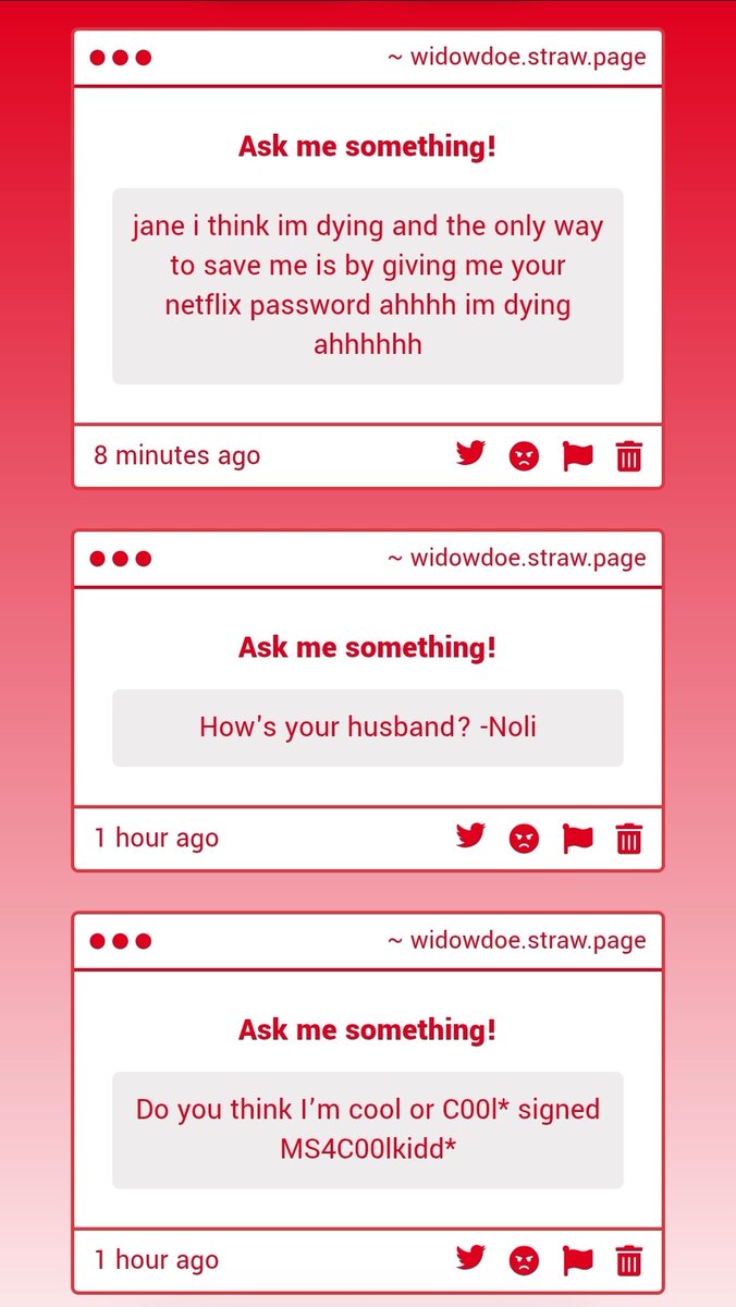 WidowDoe's tweet photo. 1. I dont have a Netflix account. I don't watch movies. 2. Fuck you. 3. Your c00l. 4. ..sure, just dont prowl in anything. https://t.co/YtXuRjphYI