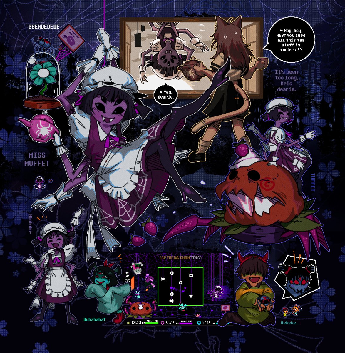 Bendedede's tweet photo. miss muffet in deltarune https://t.co/VwVKNp7slN