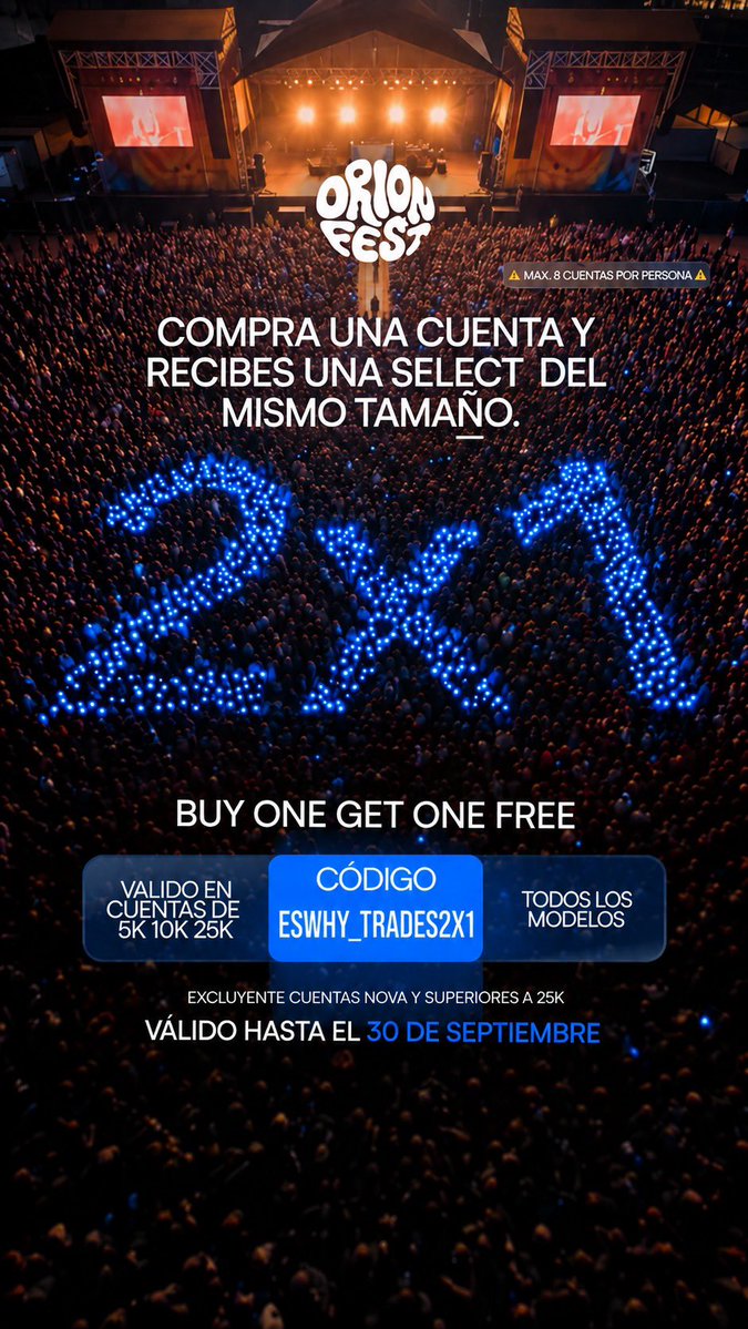 ESWHY_TRADES's tweet photo. 🚨 NEW 2-FOR-1 PROMO WITH ORION! 🚨
@Orionfundedcom 
Orion has just activated a NEW 2X1 promo code 🔥

Use my code [ESWHY_TRADES50]2X1 and get an extra Orion Select 3-Step account FREE 👇

💰 $5K → Get another $5K FREE
💰 $10K → Get another $10K FREE
💰 $25K → Get another $25K FREE

🔥 You can purchase ANY account model, and the free account will be an Orion Select (3-Step) account of the same size.

⚠️ IMPORTANT: You MUST use the code ending in 2X1 to qualify.

⏰ Offer valid until September 30th only!

If you’ve been waiting for the right opportunity to start your prop-firm journey, this is worth checking out. 👀🚀

Use my 2X1 code and grab the extra account FREE!