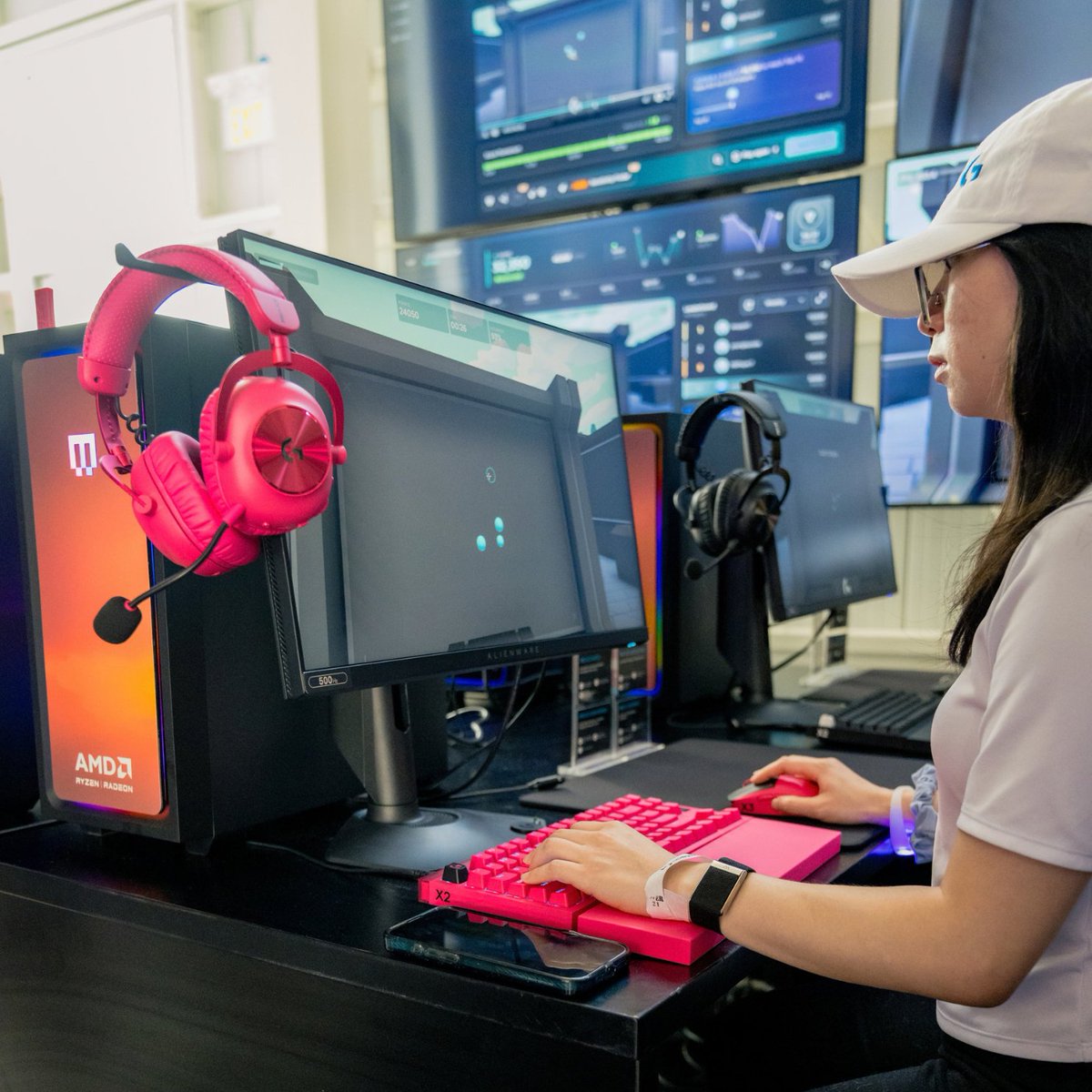 A gamer plays a round of Aimlabs using the brand new PRO X3 SUPERSTRIKE Mouse, PRO X3 LIGHTSPEED Headset, PRO X2 RAPID Keyboard and PRO X CONTROL Mousepad.
