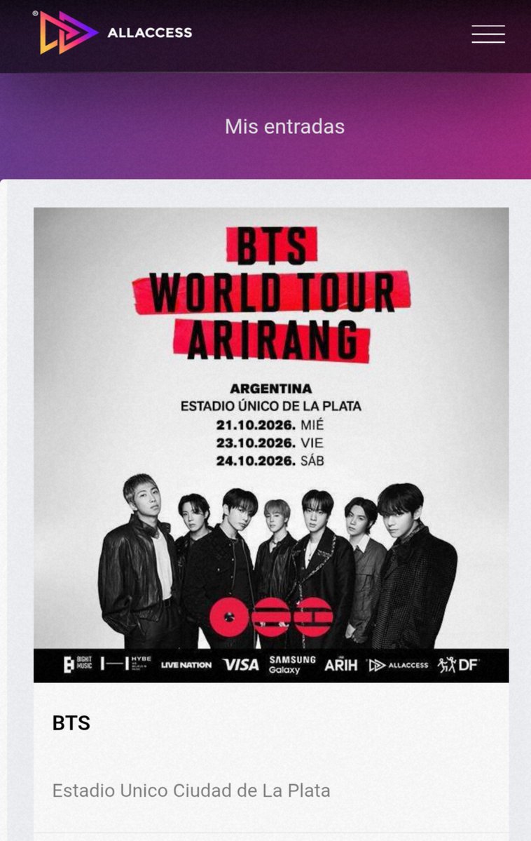 Sayri_Jin's tweet photo. VENDO ENTRADA PARA BTS LA PLATA! 
 
21/10-CABECERRA NORTE
23 /10-CABECERA SUR

No soy revendedora, mi papá debía acompañarme pero ya no podrá 

Si les interesa me mandan mensaje y coordinamos de la forma en que ustedes se sientan más cómodas y seguras 

Vendo/Compro/Entrada/BTS https://t.co/97IvHMHuPo