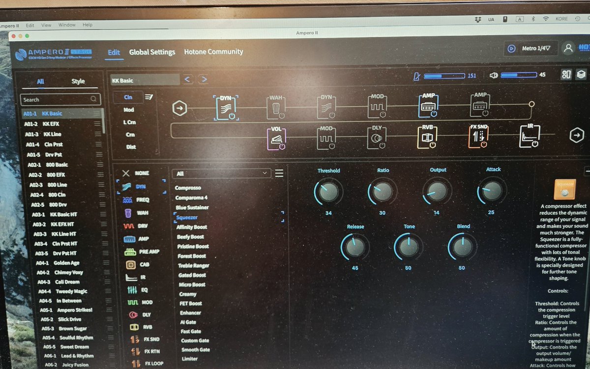 KORE1225's tweet photo. Amperoの売りでもあるNAMを無償で多量に置いてあるTONE3000に来たけど、スゴすぎてキリがない！しかしAmpero 作りやすいし音も良いです♪細かい設定はやや苦手だけど、弾いて楽しい音をという理念を感じました。アンプを選ぶと自動でキャビを選んでくれるモードとかかなり迷わなくて良いね。
#Hotone https://t.co/4gyRLhGRpW