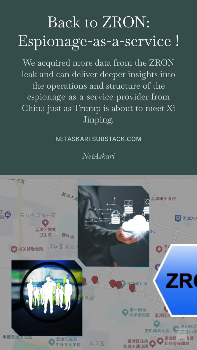 whyyoutouzhele's tweet photo. 后续：
9月23日，网络安全研究账号 NetAskari 发布13条推文称，新取得的 ZRON 内部资料揭示了这家郑州公司的更多监控工具细节：
一款后台名为“AI Helper”的安卓工具，据产品文件描述，可复制通讯录和短信、追踪位置、监控通话，并让操作者远程访问手机摄像头。

研究者还称，ZRON 的邮件系统可秘密提取邮箱内容，用 AI 分析邮件及联系人关系；
新取得的资料中，涉及外国使馆和政府部门的邮件比此前样本更多。
另一套“螭龙QB”平台据称可整合电信、银行等不同来源的数据，向政府客户提供分析服务。

NetAskari 根据员工内部消息推测，部分工具可能与公安部第三研究所人员共同开发。
