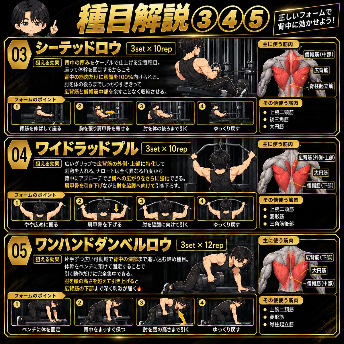 sota_fit's tweet photo. ジムで何しようかいつも迷う…！
そんな人は是非見てみて！

今日使えるジムでのトレメニュー
【背中トレ５種目】 https://t.co/y3oId4Zhty